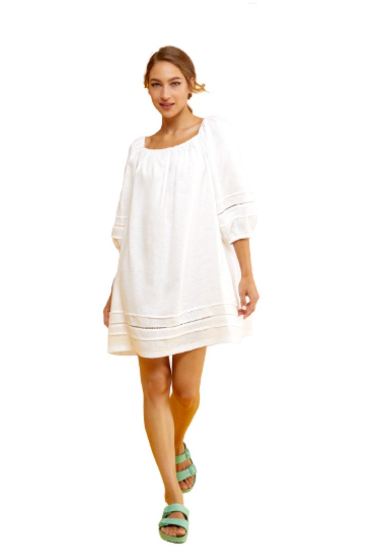 Moutaki λευκό λινό φόρεμα