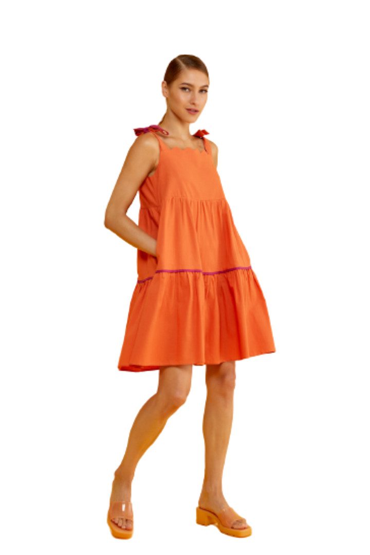 Moutaki κοντό φόρεμα πορτοκαλί